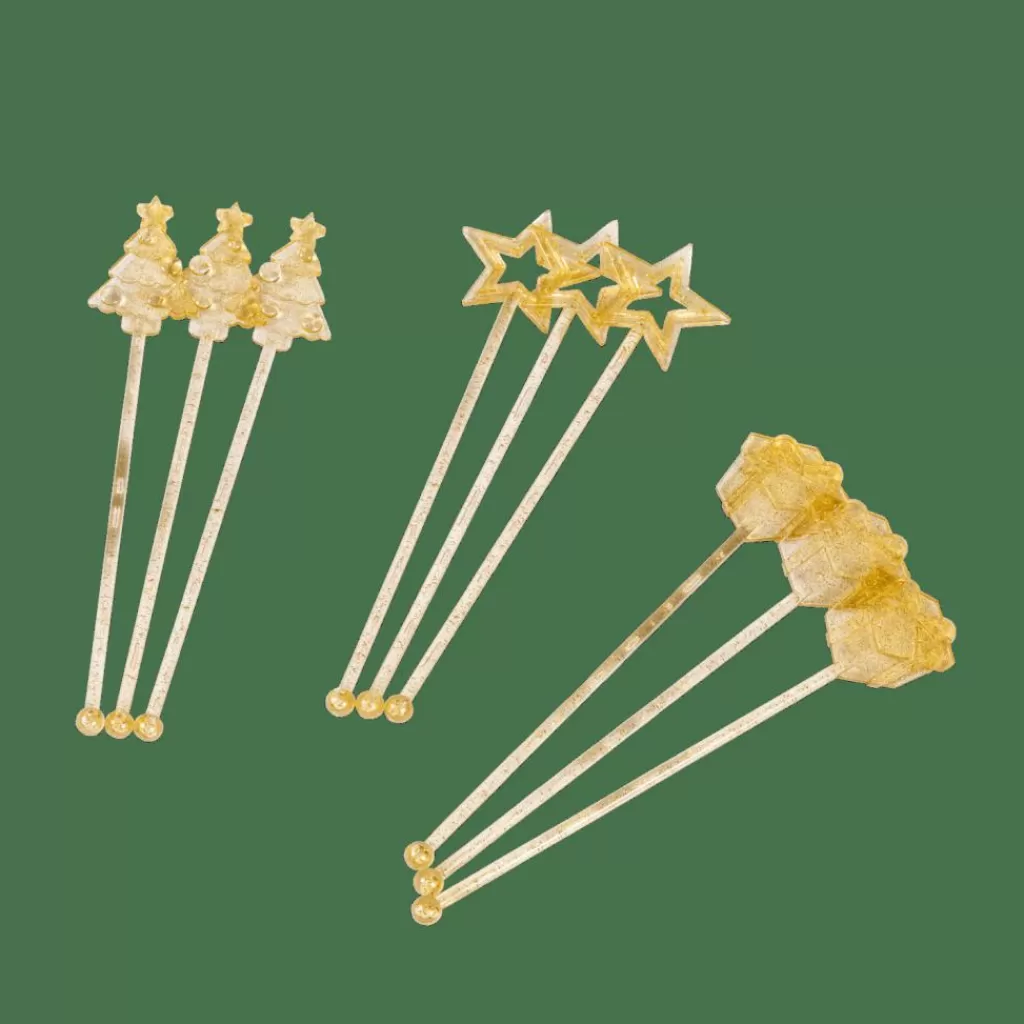 Fashion CASA X-MAS Misturadores Conjunto De 12 Mistura De 3 Formas Dourado, Transparente